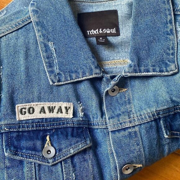 Rebel & Soul Long Sleeve Button Jean Jacket Women Medium Y2K Blue B13 - Picture 6 of 6